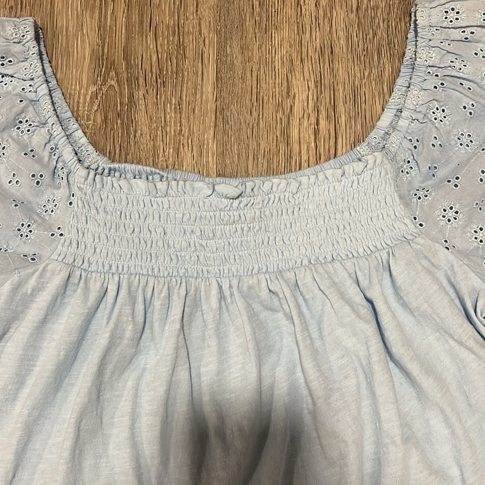 Lucky Brand Eyelet Square Neck Flowy Pullover Boho  Top​​​​ - Picture 2 of 12